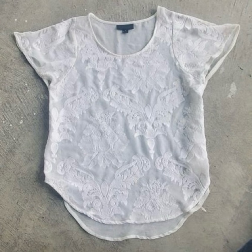 Worthington Women’s White Sheer Embroidery Top